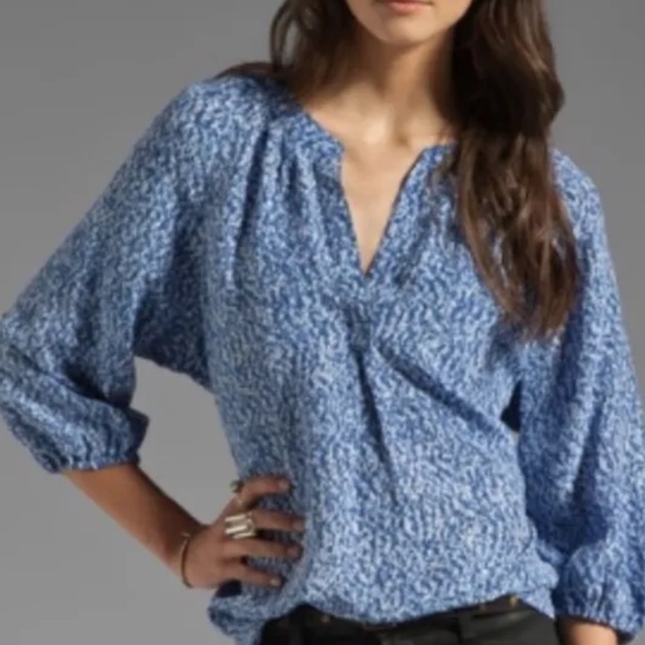 Joie Addie B Abstract Blue Silk Top small - Picture 1 of 6